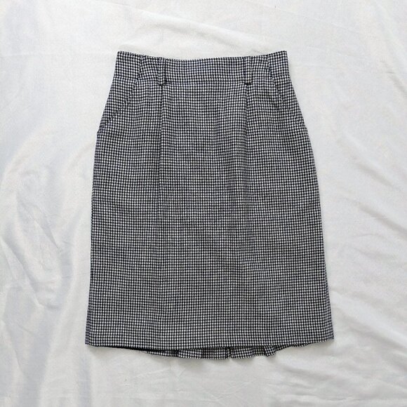 Vintage Houndstooth Pencil Skirt W/Pleated Back Size 8 - Picture 3 of 6